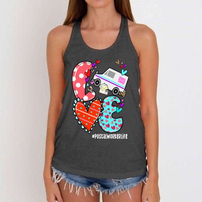 Love Postal Worker Life Leopard Heart ValentineS Day Gifts Women's Knotted Racerback Tank