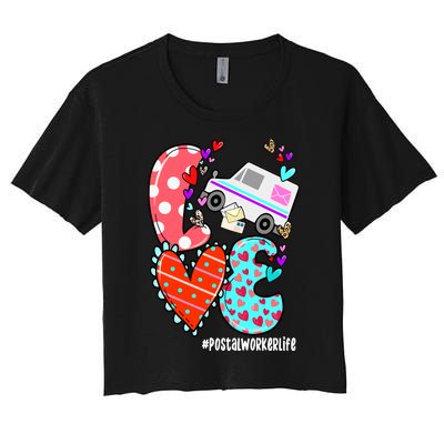 Love Postal Worker Life Leopard Heart ValentineS Day Gifts Women's Crop Top Tee