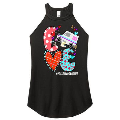 Love Postal Worker Life Leopard Heart ValentineS Day Gifts Women's Perfect Tri Rocker Tank