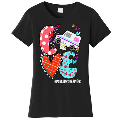 Love Postal Worker Life Leopard Heart ValentineS Day Gifts Women's T-Shirt