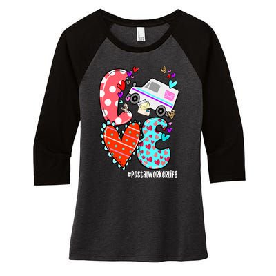 Love Postal Worker Life Leopard Heart ValentineS Day Gifts Women's Tri-Blend 3/4-Sleeve Raglan Shirt