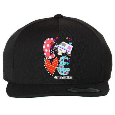 Love Postal Worker Life Leopard Heart ValentineS Day Gifts Wool Snapback Cap