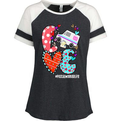 Love Postal Worker Life Leopard Heart ValentineS Day Gifts Enza Ladies Jersey Colorblock Tee