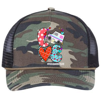 Love Postal Worker Life Leopard Heart ValentineS Day Gifts Retro Rope Trucker Hat Cap