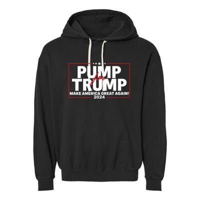 Lil Pump Wearing Pump For Trump America Great Again 2024 Garment-Dyed Fleece Hoodie