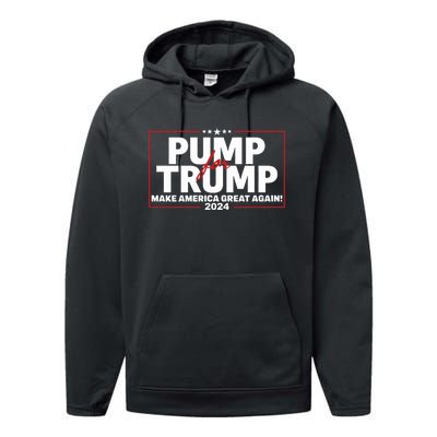 Lil Pump Wearing Pump For Trump America Great Again 2024 Performance Fleece Hoodie