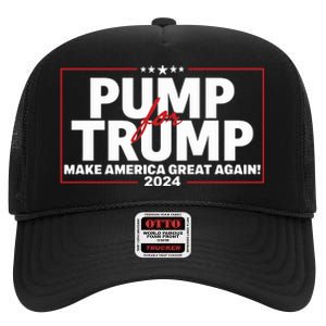 Lil Pump Wearing Pump For Trump America Great Again 2024 High Crown Mesh Back Trucker Hat