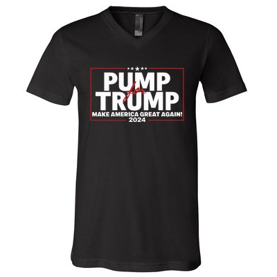 Lil Pump Wearing Pump For Trump America Great Again 2024 V-Neck T-Shirt