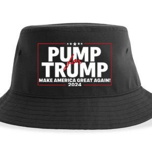 Lil Pump Wearing Pump For Trump America Great Again 2024 Sustainable Bucket Hat