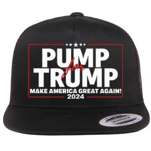 Lil Pump Wearing Pump For Trump America Great Again 2024 Flat Bill Trucker Hat