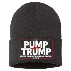 Lil Pump Wearing Pump For Trump America Great Again 2024 Sustainable Knit Beanie