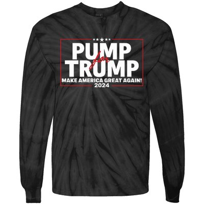 Lil Pump Wearing Pump For Trump America Great Again 2024 Tie-Dye Long Sleeve Shirt