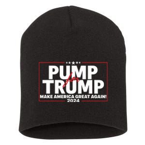 Lil Pump Wearing Pump For Trump America Great Again 2024 Short Acrylic Beanie