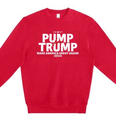 Lil Pump Wearing Pump For Trump America Great Again 2024 Premium Crewneck Sweatshirt