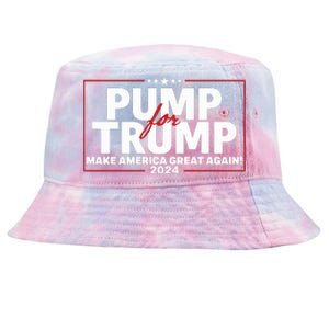 Lil Pump Wearing Pump For Trump America Great Again 2024 Tie-Dyed Bucket Hat