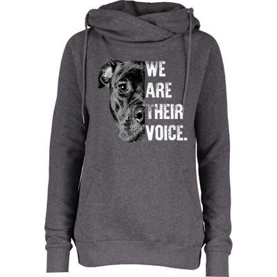 Love Pitbull We Are Their Voice Gift Womens Funnel Neck Pullover Hood