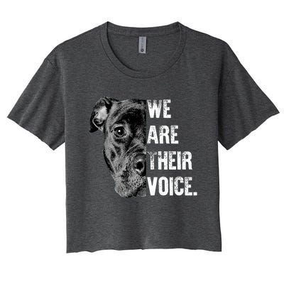 Love Pitbull We Are Their Voice Gift Women's Crop Top Tee