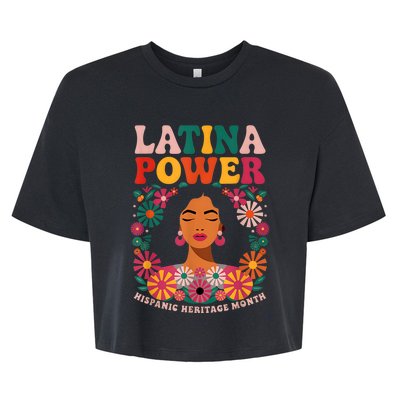 Latina Power Women Hispanic Heritage Month Flowers Bella+Canvas Jersey Crop Tee