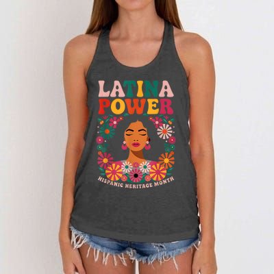 Latina Power Women Hispanic Heritage Month Flowers Women's Knotted Racerback Tank