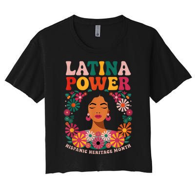 Latina Power Women Hispanic Heritage Month Flowers Women's Crop Top Tee