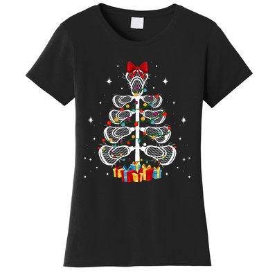 Lacrosse Player Xmas Gift Lacrosse Christmas Tree Women's T-Shirt