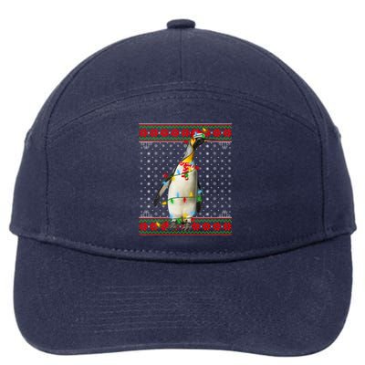 Lighting Penguin Xmas Ugly Sweater Santa Penguin Christmas Funny Gift 7-Panel Snapback Hat