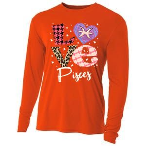 Love Pisces Zodiac Sign And Love Heart Funny Gift Cooling Performance Long Sleeve Crew