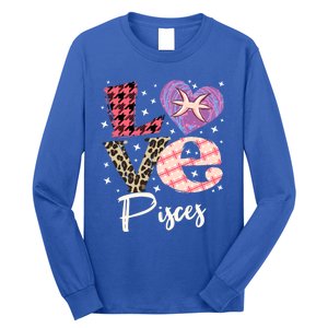 Love Pisces Zodiac Sign And Love Heart Funny Gift Long Sleeve Shirt