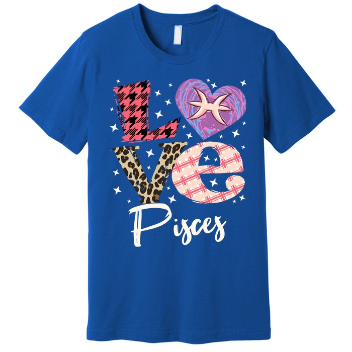 Love Pisces Zodiac Sign And Love Heart Funny Gift Premium T-Shirt