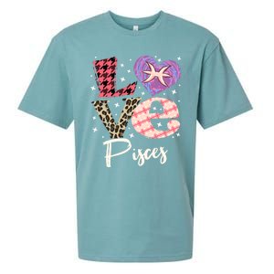 Love Pisces Zodiac Sign And Love Heart Funny Gift Sueded Cloud Jersey T-Shirt