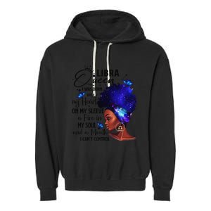 Libra Queen Afro Melanin Birthday Gift For Black Wo Garment-Dyed Fleece Hoodie