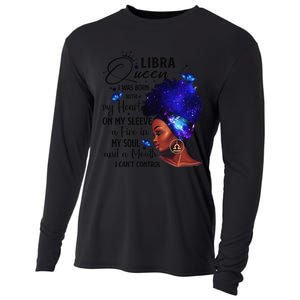 Libra Queen Afro Melanin Birthday Gift For Black Wo Cooling Performance Long Sleeve Crew