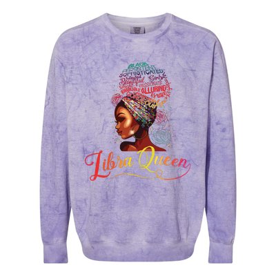 Libra Queen Afro Women September October Melanin Birthday Colorblast Crewneck Sweatshirt