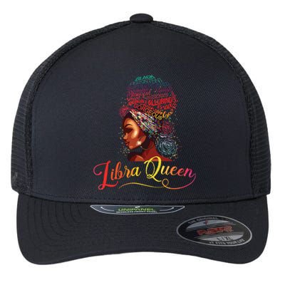 Libra Queen Afro Women September October Melanin Birthday Flexfit Unipanel Trucker Cap