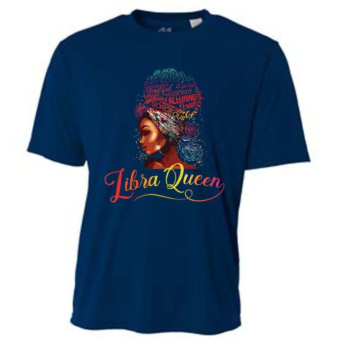 Libra Queen Afro Women September October Melanin Birthday Cooling Performance Crew T-Shirt