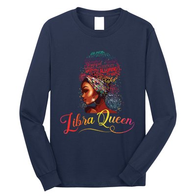 Libra Queen Afro Women September October Melanin Birthday Long Sleeve Shirt