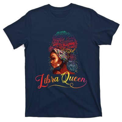 Libra Queen Afro Women September October Melanin Birthday T-Shirt