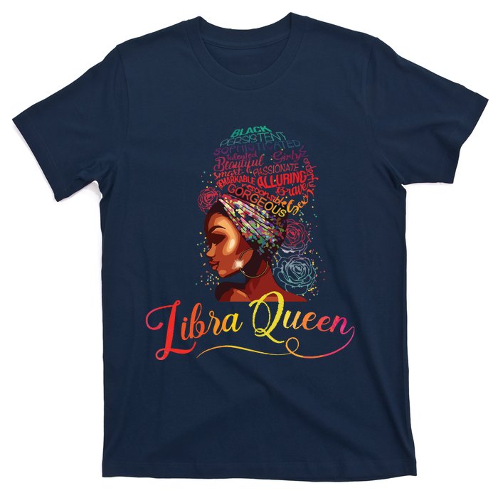 Libra Queen Afro Women September October Melanin Birthday T-Shirt