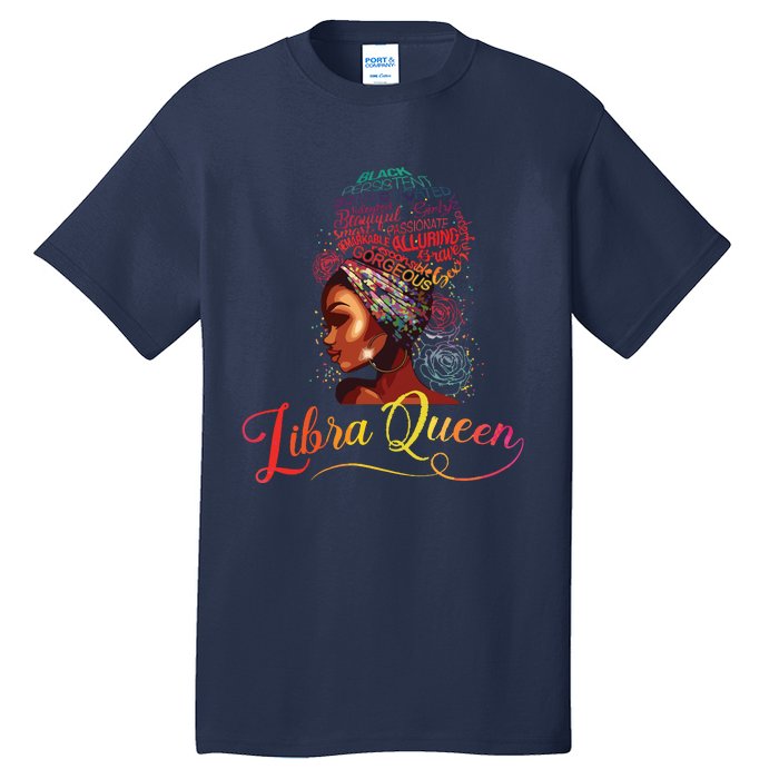 Libra Queen Afro Women September October Melanin Birthday Tall T-Shirt