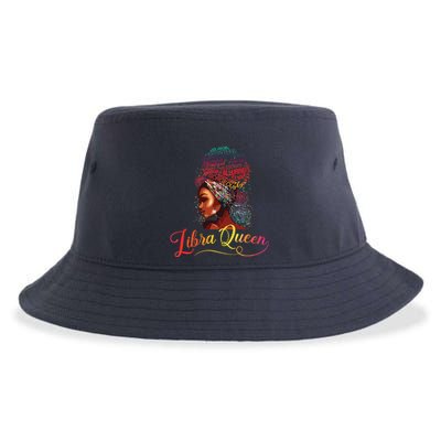 Libra Queen Afro Women September October Melanin Birthday Sustainable Bucket Hat