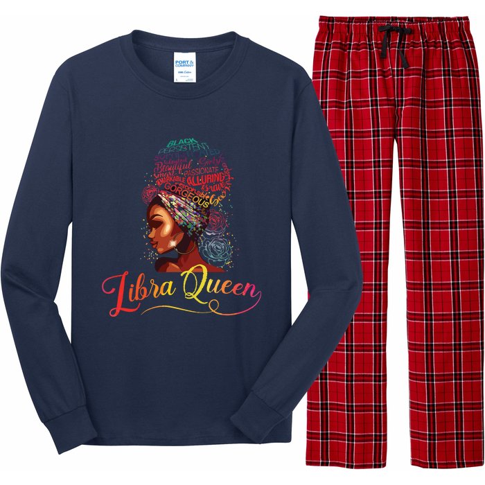 Libra Queen Afro Women September October Melanin Birthday Long Sleeve Pajama Set