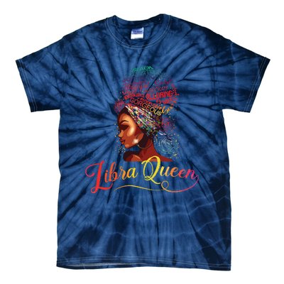 Libra Queen Afro Women September October Melanin Birthday Tie-Dye T-Shirt