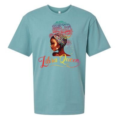 Libra Queen Afro Women September October Melanin Birthday Sueded Cloud Jersey T-Shirt