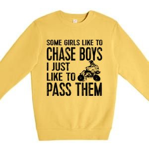 Ladies Quad Atv Utv 4 Wheeler Mudding Racing Great Gift Chase Cool Gift Premium Crewneck Sweatshirt