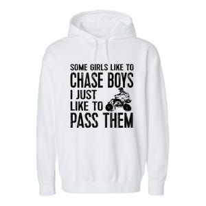 Ladies Quad Atv Utv 4 Wheeler Mudding Racing Great Gift Chase Cool Gift Garment-Dyed Fleece Hoodie