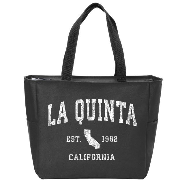 La Quinta California Ca Vintage Athletic Sports Zip Tote Bag