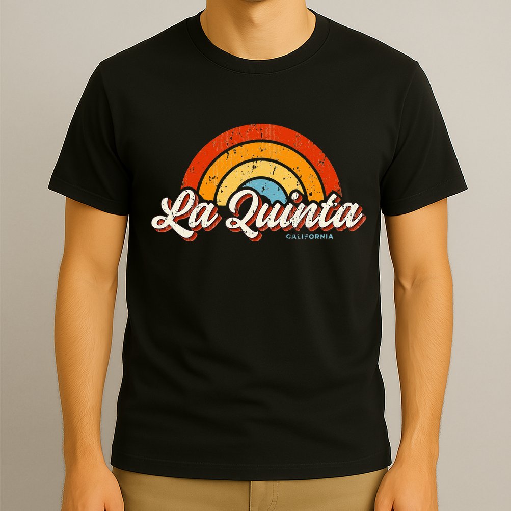 La Quinta California CA Vintage Rainbow Retro 70s T-Shirt