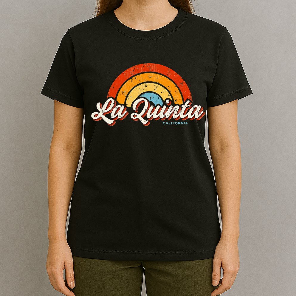 La Quinta California CA Vintage Rainbow Retro 70s T-Shirt