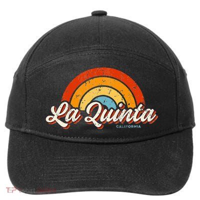 La Quinta California CA Vintage Rainbow Retro 70s 7-Panel Snapback Hat