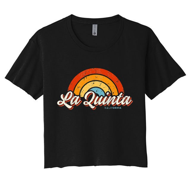 La Quinta California CA Vintage Rainbow Retro 70s Crop Top